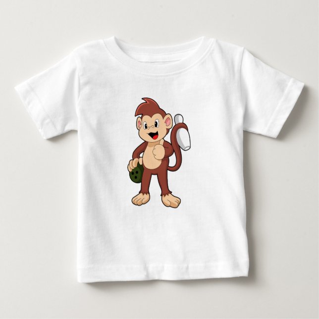 Affe im Bowling mit Bowlingball Baby T-shirt (Vorderseite)