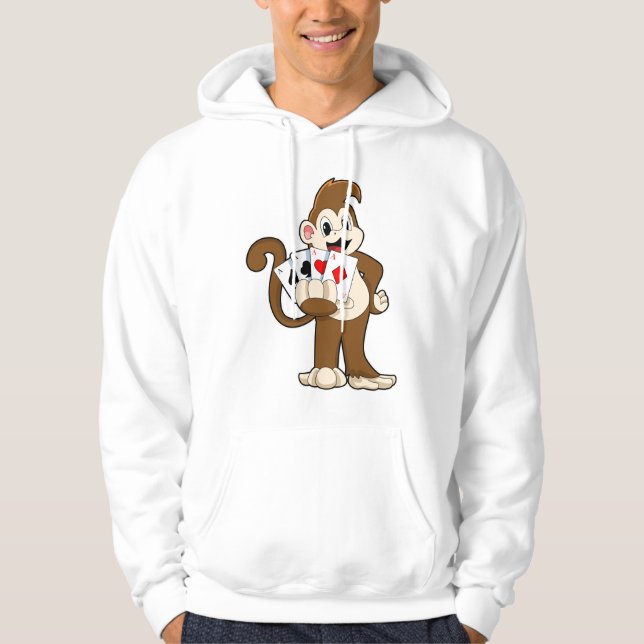 Affe im Poker mit Poker-Karten Hoodie (Vorderseite)