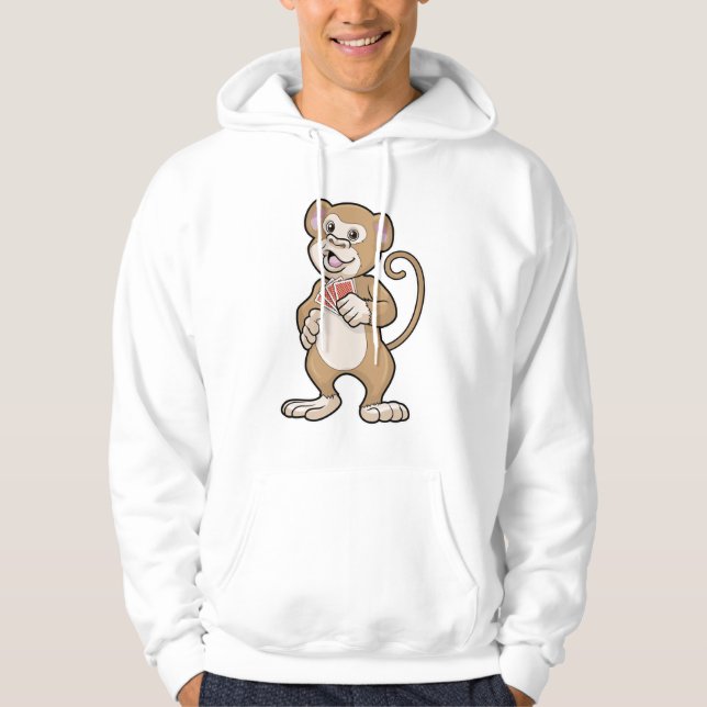 Affe im Poker mit Poker-Karten Hoodie (Vorderseite)