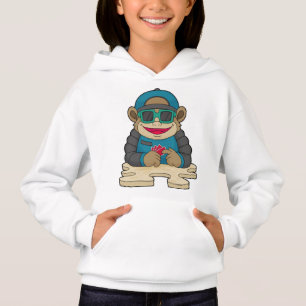 Affe im Poker mit Poker-Karten & Sonnenbrille Hoodie
