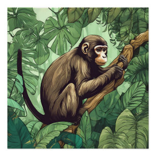 Affe in einem baumglänzenden Poster