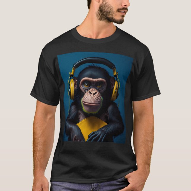 Affe in HEADPHONE T-Shirt (Vorderseite)