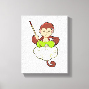 Affe in Kreuzbeinküken an Wolken Leinwanddruck