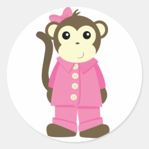 Affe in Pajamas Runder Aufkleber