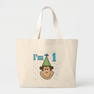 Affe in Party Hat 1st Birthday Tshirts Jumbo Stoffbeutel