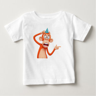 Affe in Partyhut zeigt zur Seite Baby T-shirt