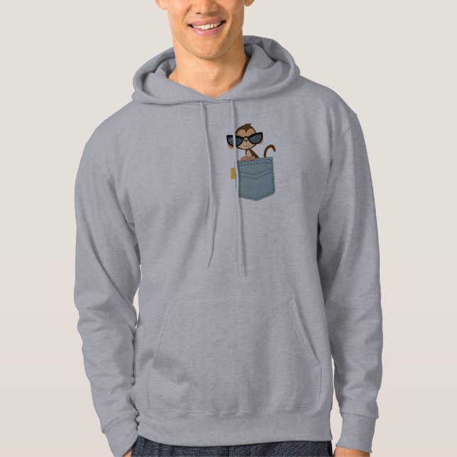 Affe in Taschen Hoodie (Vorderseite)