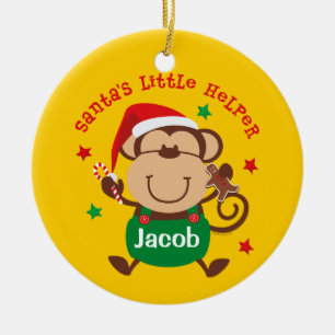 Affe-Jungen-Sankt Helfer-personalisierte Keramik Ornament