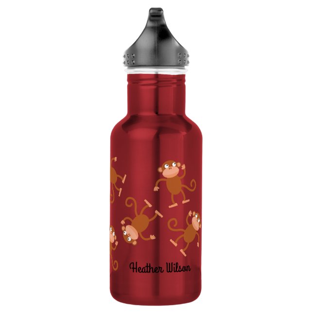 Affe Kid Wasser Flasche mit Name Edelstahlflasche (Rechts)