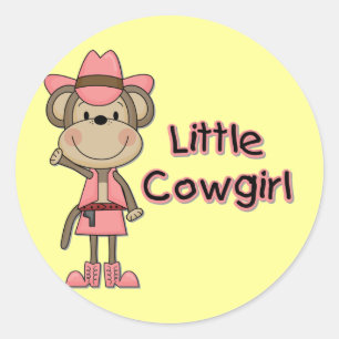 Affe-kleine Cowgirl-T-Shirts und Geschenke Runder Aufkleber