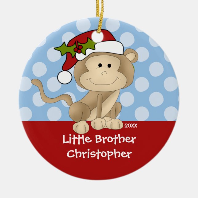 Affe-kleiner Bruder-Weihnachtsverzierung Keramik Ornament (Vorne)