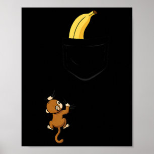 Affe klettert nach Banane Lustiges Tier-T-Shirt-De Poster