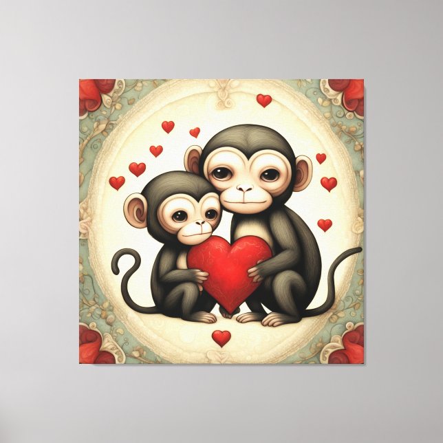 Affe Liebe Leinwanddruck (Vorderseite)