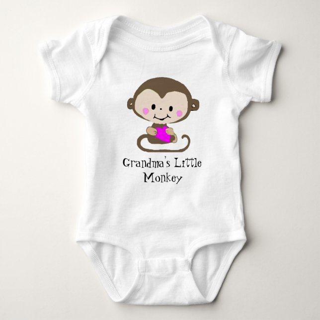 Affe Liebe - Oma's Little Monkey (Anpassen) Baby Strampler (Vorderseite)