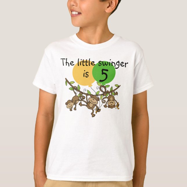 Affe Little Swinge Individuell anpassbarer Geburts T-Shirt (Vorderseite)