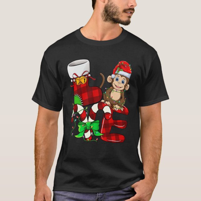 Affe Lover Christmas Monkey Tragezeit Weihnachtsma T-Shirt (Vorderseite)