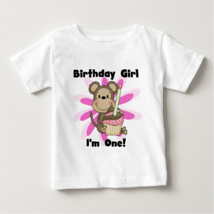 Affe-Mädchen-1. Geburtstags-T-Shirts und Geschenke Baby T-shirt