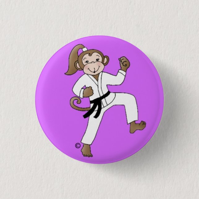 Affe-Mädchen pinback Knopf Button (Vorderseite)