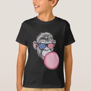 Affe mit amerikanischer Flagge Sungles 4. Juli Ges T-Shirt