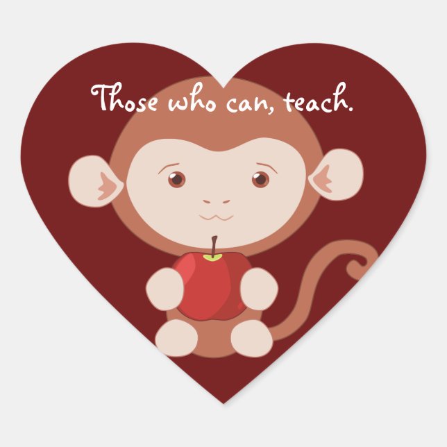 Affe mit Apple Heart Stickers (Vorderseite)