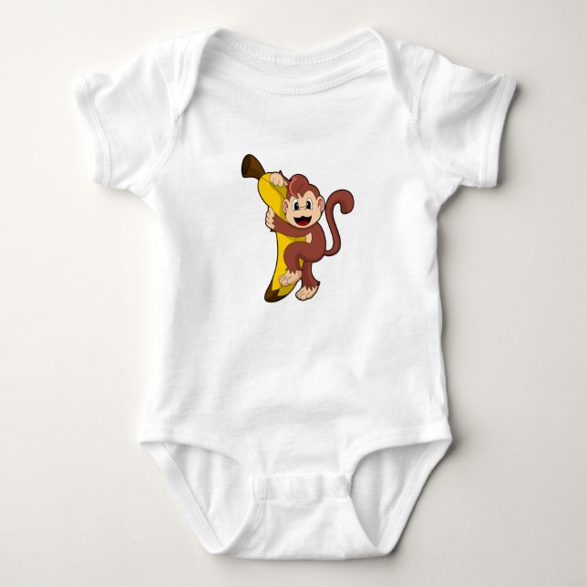 Affe mit Banane (1).PNG Baby Strampler (Vorderseite)