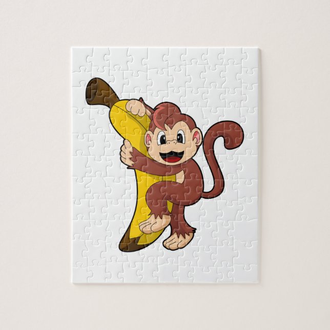 Affe mit Banane (1).PNG Puzzle (Vertikal)