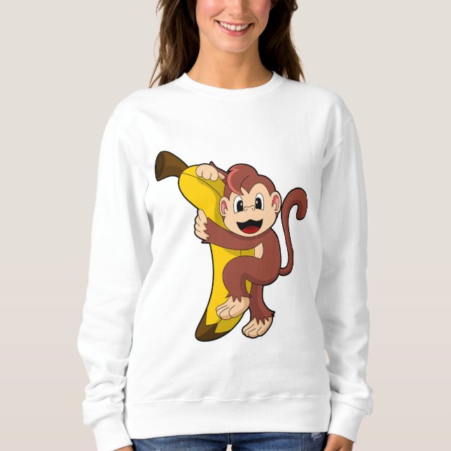 Affe mit Banane (1).PNG Sweatshirt (Vorderseite)