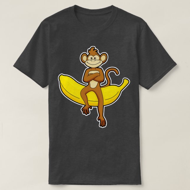 Affe mit Banane 4 T-Shirt (Design vorne)