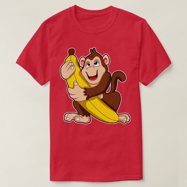 Affe mit Banane 5 T-Shirt (Design vorne)