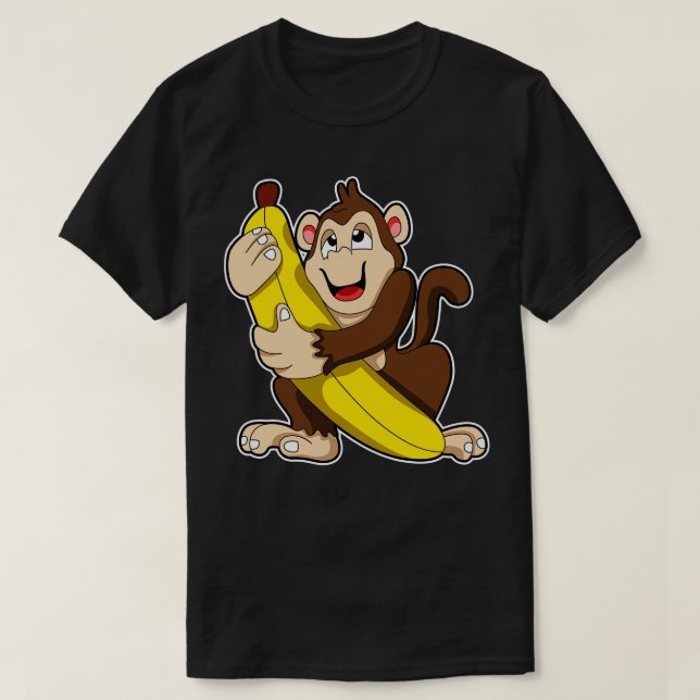 Affe mit Banane 6 T-Shirt (Design vorne)