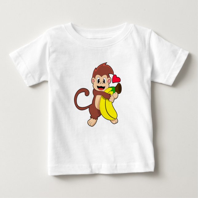 Affe mit Banane Baby T-shirt (Vorderseite)