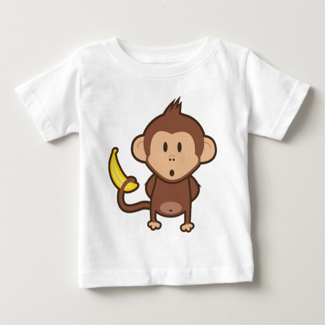 Affe mit Banane Baby T-shirt (Vorderseite)