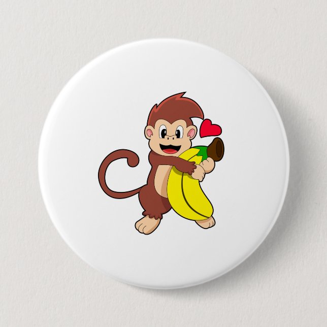 Affe mit Banane Button (Vorderseite)