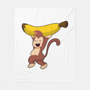 Affe mit Banane Fleecedecke