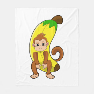 Affe mit Banane Fleecedecke