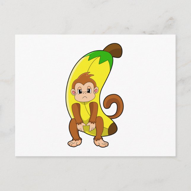 Affe mit Banane Postkarte (Vorderseite)