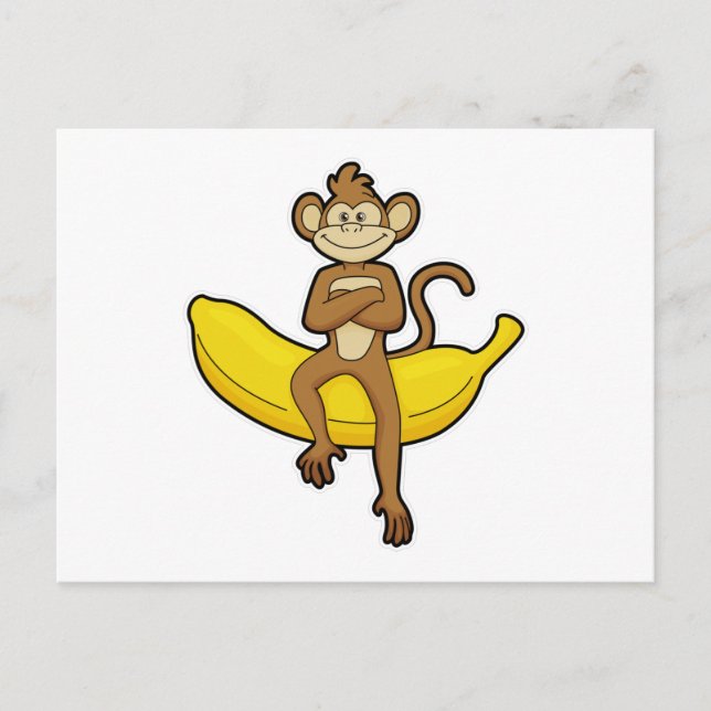 Affe mit Banane Postkarte (Vorderseite)