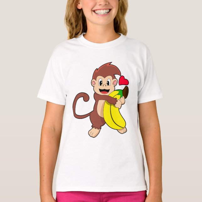 Affe mit Banane T-Shirt (Vorderseite)