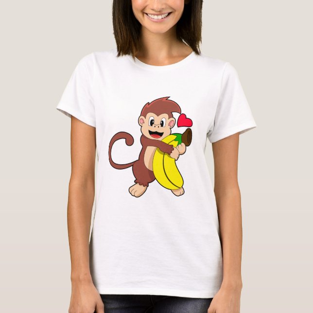 Affe mit Banane T-Shirt (Vorderseite)