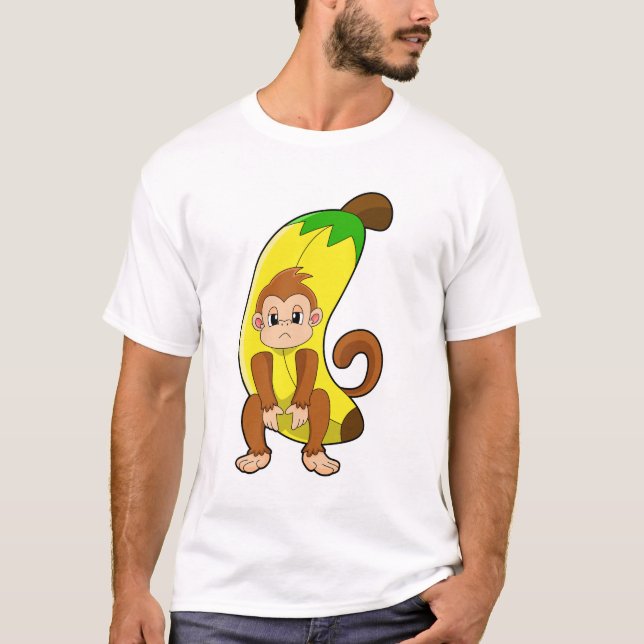 Affe mit Banane T-Shirt (Vorderseite)