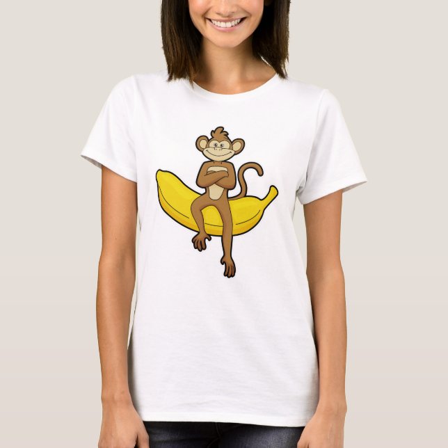 Affe mit Banane T-Shirt (Vorderseite)