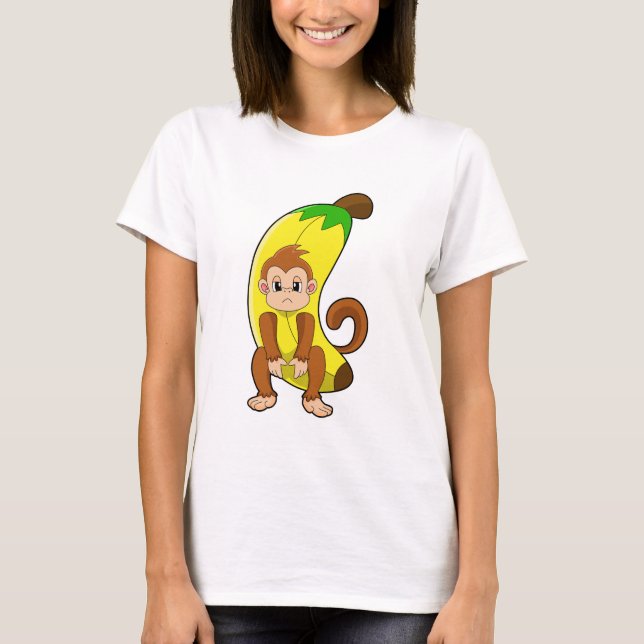 Affe mit Banane T-Shirt (Vorderseite)