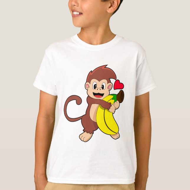 Affe mit Banane T-Shirt (Vorderseite)