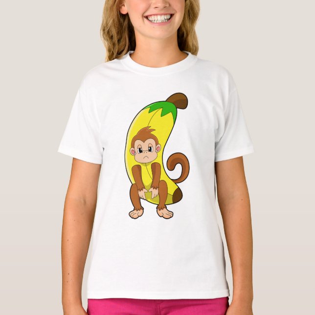 Affe mit Banane T-Shirt (Vorderseite)