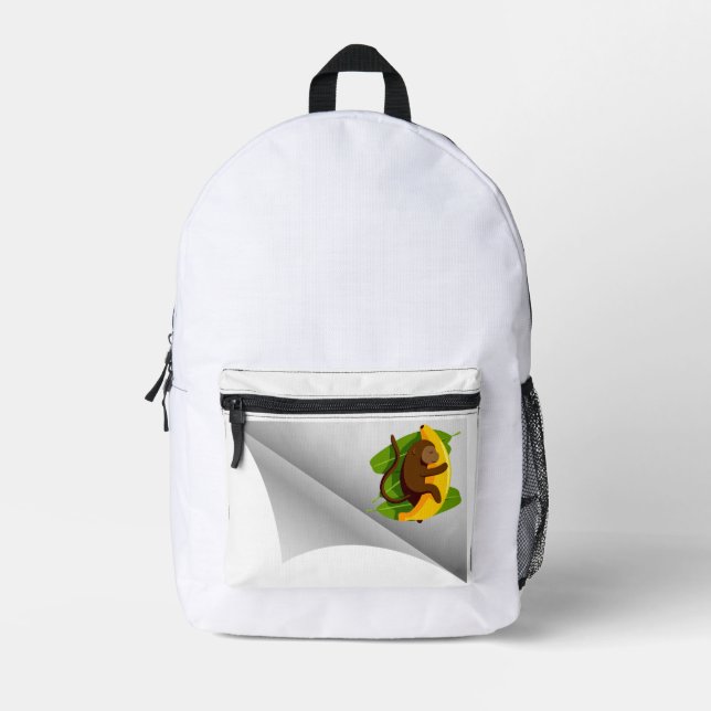 Affe mit Banane unter dem Pflaster Bedruckter Rucksack (Vorderseite)