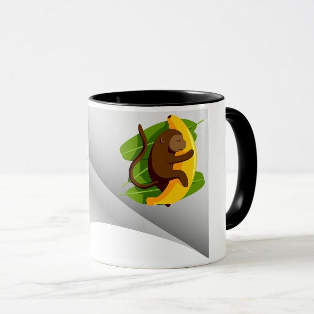 Affe mit Banane unter dem Pflaster Tasse (VorderseiteRechts)