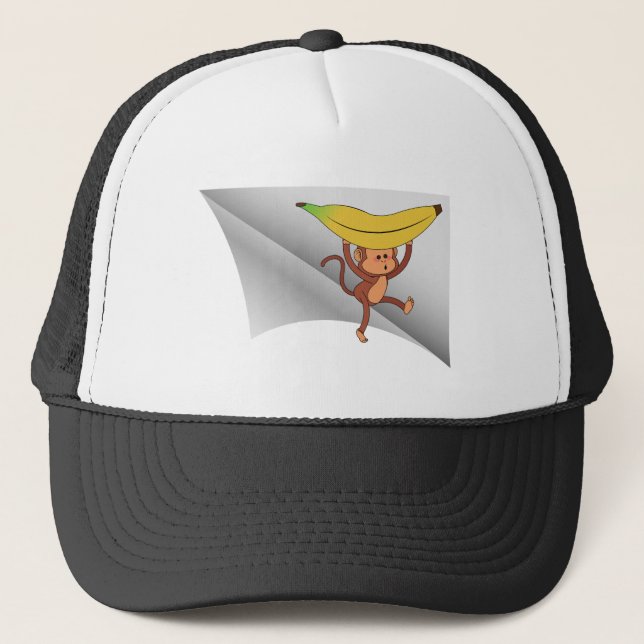 Affe mit Banane unter dem Pflaster Truckerkappe (Vorderseite)
