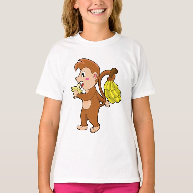 Affe mit Bananen T-Shirt (Vorderseite)