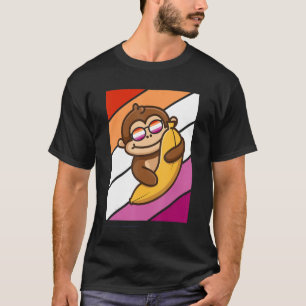 Affe mit Bananenstolz Lesbischer Flagge Lgbtq Stol T-Shirt