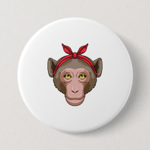 Affe mit Bandana Button